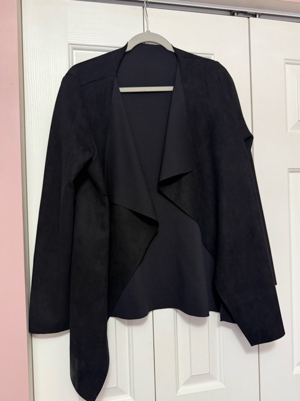 SHEIN Black Draped Open-Front Blazer Jacket